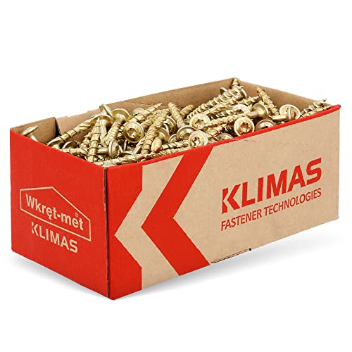 KLIMAS Holzschrauben Torx Tellerkopfschrauben 6,0 x 50 mm 100 Stück | Unterlegscheiben Schrauben Terrasenschrauben Universalschrauben Dachkonstruktion Set TX Gelb von KLIMAS