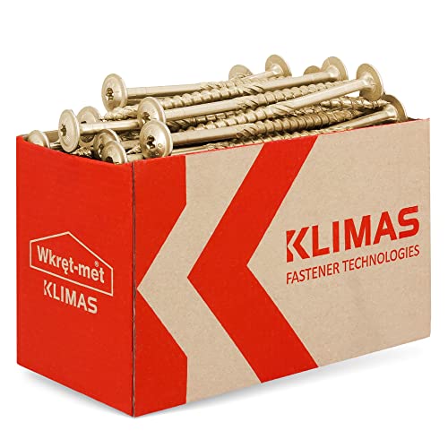 KLIMAS Holzschrauben Torx Tellerkopfschrauben 8,0 x 140 mm 25 Stück | Unterlegscheiben Schrauben Terrasenschrauben Universalschrauben Dachkonstruktion Set TX Gelb von KLIMAS