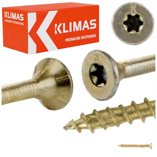 TORX 8 x 80 mm TX40 Holzbauschraube mit Senkkopf Stardrive Packung mit 50 von KLIMAS