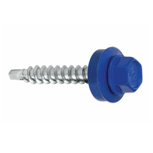 Wkret-Met 200Stück 4,8x70 Blechbohrschraube für Holzuntergrund RAL5010 (Enzianblau) von KLIMAS