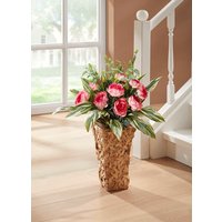 Bauernrosen in Wasserhyazinthen-Korb von KLINGEL DE