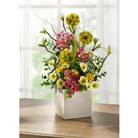 Gesteck in weißen Keramiktopf Gesteck in weißen Keramiktopf von KLINGEL DE