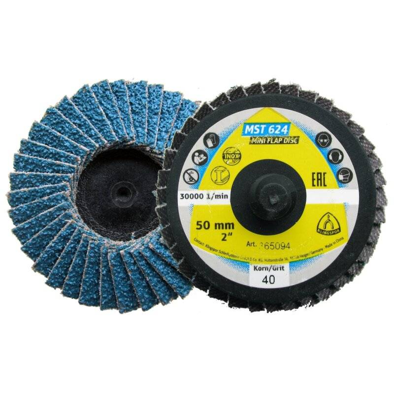 Mini-Schleifmopteller MST 624 Supra 50 mm gewölbt für Stahl, Edelstahl Körnung 60 von Klingspor AG