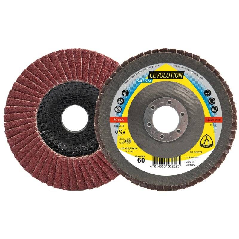 Schleifmopteller SMT 645 CEVOLUTION gerade für Stahl 125 x 22,23 mm Körnung 60 von Klingspor AG