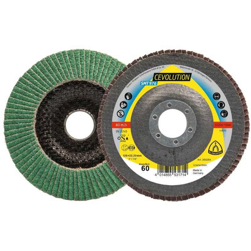 Schleifmopteller SMT 976 CEVOLUTION gewölbt für Edelstahl 125 x 22,23 mm Körnung 40 von Klingspor AG