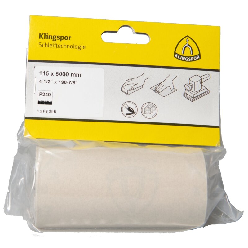 Schleifrollen PS 33 B für Farbe, Lack, Spachtel 115 x 5000 mm Körnung 180 SB-verpackt Schleifrollen PS 33 B für Farbe, Lack, Spachtel 115 x 5000 mm Körnung 180 SB-verpackt von Klingspor AG