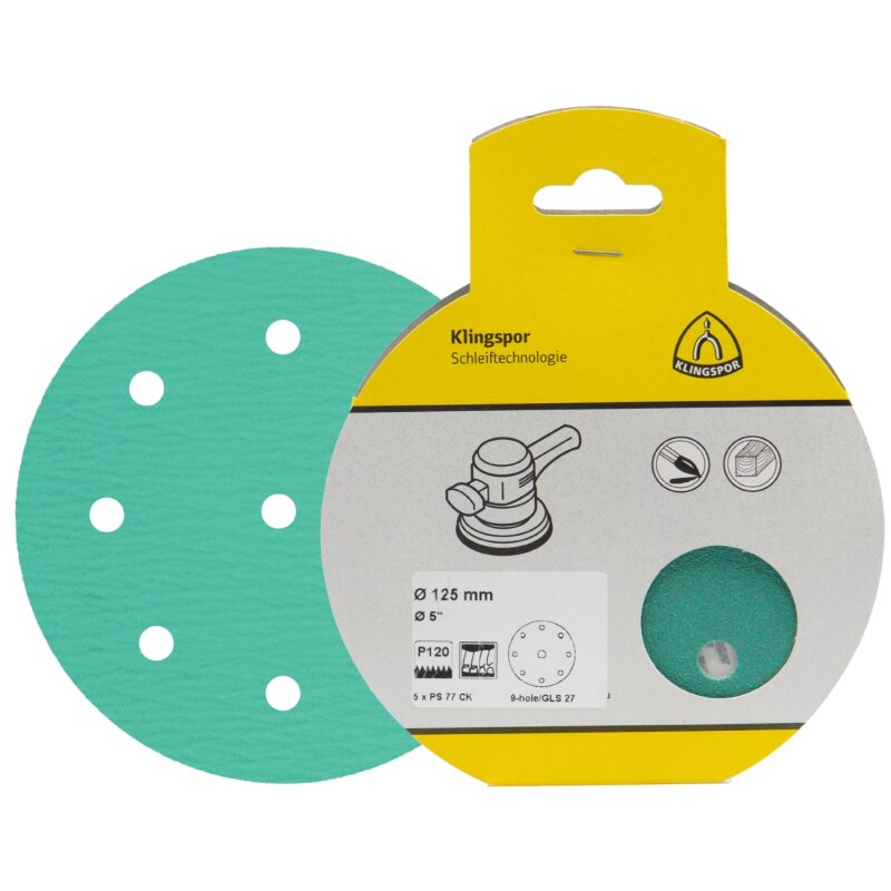 Schleifscheiben PS 77 CK T-ACT kletthaftend für Farbe, Lack, Spachtel 125 mm Körnung 100 Lochform GLS5 - 5 Stück Schleifscheiben PS 77 CK T-ACT kletthaftend für Farbe, Lack, Spachtel 125 mm Körnung 100 Lochform GLS5 - 5 Stück von Klingspor AG