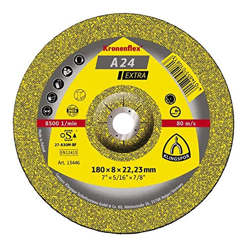 Klingpsor 351253 A 24 Extra Kronenflex Schruppscheiben für Metall Universal, X-LOCK, Gekröpft, 115mm x 6.0mm x 22.23mm, 10 Stück von KLINGSPOR