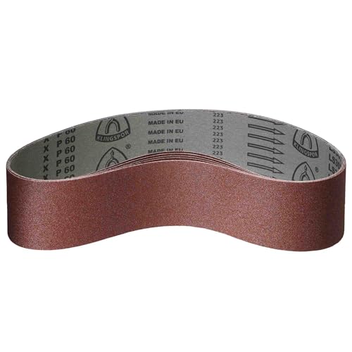 Klingspor Korund Schleifband – 100 x 610 mm – Körnung P120 – 5 Stück – für Holz & Metall – reißfeste halbflexible Gewebeunterlage – Profi-Schleifbänder für Handbandschleifer von KLINGSPOR