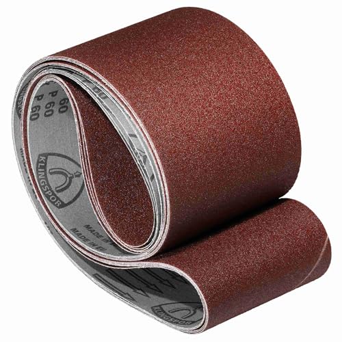 Klingspor Korund Schleifband – 150 x 2000 mm – Körnung P120 – 5 Stück – für Holz & Metall – reißfeste halbflexible Gewebeunterlage – Profi-Schleifbänder für Bandschleifer und Kantenschleifmaschinen von KLINGSPOR