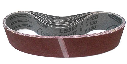 Klingspor Schleifband LS307X – 40 x 620 mm – Körnung P180 – 10 Stück – für Holz & Metall – reißfeste halbflexible Gewebeunterlage – Profi-Schleifbänder für Rohrbandschleifer von KLINGSPOR