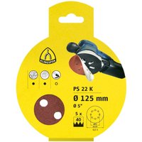 Klingspor PS 22 K Scheiben kletthaftend, 125 mm Korn 40 Lochform GLS5, SB-verpackt im Reiter 5 Stk von KLINGSPOR