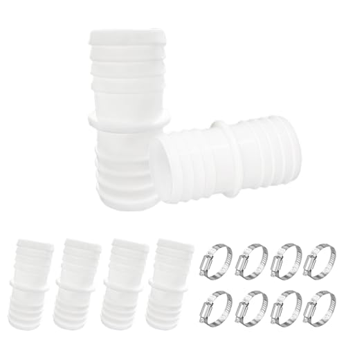 KLINNA 4 Pcs Schlauchverbinder 32mm auf 32mm Ø Set, Kunststoff Doppelschlauchtülle, Pool Schlauchadapter mit Edelstahl Schlauchschellen für Den Anschluss, Poolschlauch Adapter von KLINNA