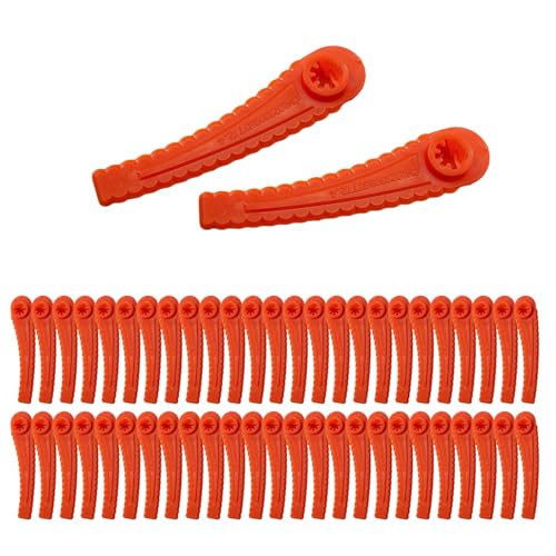 KLINNA 50 Stück Kunststoff Ersatzmesser Trimmer, Robuste Grastrimmer Messer für Kunststoffmesser Akku-Rasentrimmer, Rasentrimmer Ersatzteile Kompatibel mit Einhell von KLINNA