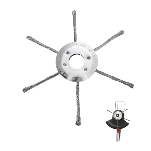 KLINNA 6 Kopf 180mm Unkrautbürste für Rasentrimmer & Freischneider | Robuster Stahldraht Rasentrimmerkopf | Wildkrautbürste Zubehör für Benzin-Rasenmäher, Gartenrasentrimmer-Schneidkopf von KLINNA