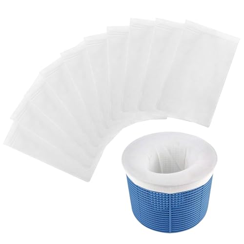 KLINNA Skimmersocken 10 Stück | Feinmaschiges Netz für Den Pool Skimmerkorb | Effektiver Filter Gegen Pollen & Schmutz, Wiederverwendbare Socks für Jedes Schwimmbad von KLINNA