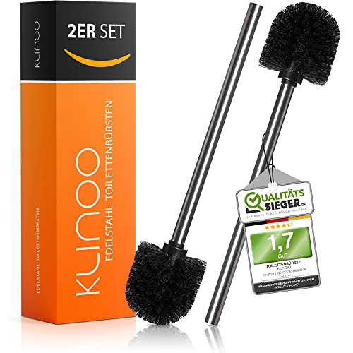 KLINOO Premium Set Toilettenbürste schwarz Bürstenkopf mit Edelstahl Griff WC Bürste rostfreie Klobürste - Ersatztoilettenbürste - Ersatzklobürste (2 Bürsten) von KLINOO