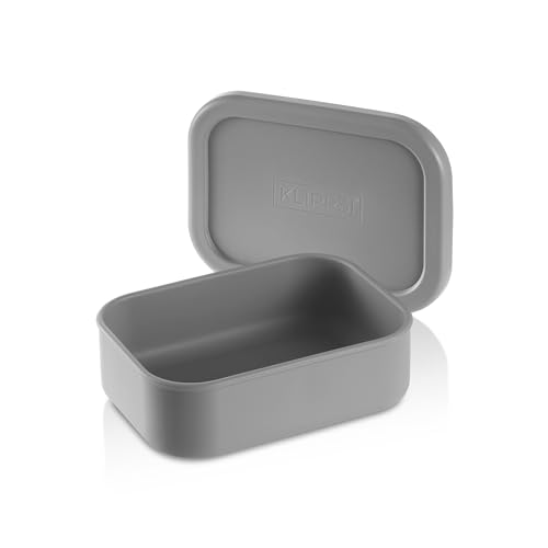 KLIPPSI® Lunchbox Medium Brotdose Vorratsdosen aus Platin Silikon reißfest, hitze-kältebeständig, auslaufsicher, spülmaschinengeeignet (grau) von KLIPPSI