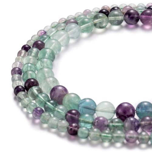 45 Stück 8 mm natürliche Fluorit-Kristallperlen, runder Stein, lose Edelsteinperlen zur Schmuckherstellung, Strang 15 Zoll von KLIYBGTHIJTP
