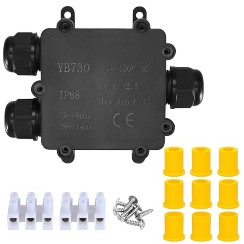 Abzweigdose,Erdkabel Klemmdose Verbindungsdose, 3 Wege Junction Box, IP68 Wasserdichte Verteilerdose, Kabelverbinder Aussen, Elektrischer Außenverteilerdose,（1 Stück）) von KLJ
