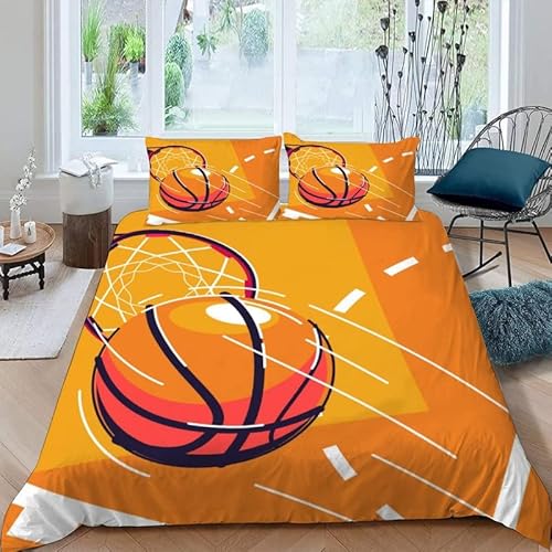 KLJFIGUT Bettwäsche 135x200 Basketball 3 Teilig Bettbezug mit Reißverschluss, Weiche Mikrofaser Bettwäsche-Sets für Kinder - 1 Bettbezüge und 2 Kissenbezug 80x80cm KLJFIGUT Bettwäsche 135x200 Basketball 3 Teilig Bettbezug mit Reißverschluss, Weiche Mikrofaser Bettwäsche-Sets für Kinder - 1 Bettbezüge und 2 Kissenbezug 80x80cm von KLJFIGUT