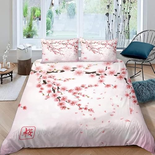 KLJFIGUT Bettwäsche 135x200 Kirschblüten 3 Teilig Bettbezug mit Reißverschluss, Weiche Mikrofaser Bettwäsche-Sets für Kinder - 1 Bettbezüge und 2 Kissenbezug 80x80cm KLJFIGUT Bettwäsche 135x200 Kirschblüten 3 Teilig Bettbezug mit Reißverschluss, Weiche Mikrofaser Bettwäsche-Sets für Kinder - 1 Bettbezüge und 2 Kissenbezug 80x80cm von KLJFIGUT