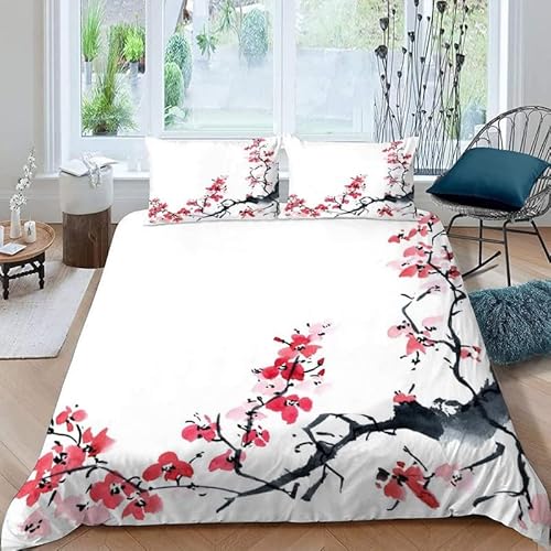 KLJFIGUT Bettwäsche 135x200 Kirschblüten 3 Teilig Bettbezug mit Reißverschluss, Weiche Mikrofaser Bettwäsche-Sets für Kinder - 1 Bettbezüge und 2 Kissenbezug 80x80cm KLJFIGUT Bettwäsche 135x200 Kirschblüten 3 Teilig Bettbezug mit Reißverschluss, Weiche Mikrofaser Bettwäsche-Sets für Kinder - 1 Bettbezüge und 2 Kissenbezug 80x80cm von KLJFIGUT
