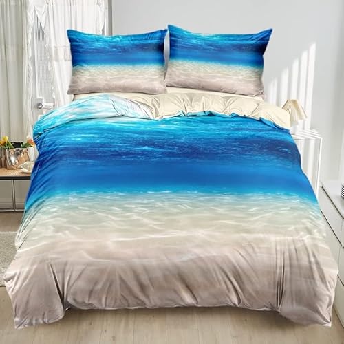 KLJFIGUT Bettwäsche 155x220 Das Meer Weiche Mikrofaser Bettbezug mit Reißverschluss, Bettwäsche-Sets für Kinder - 1 Bettbezüge und 2 Kissenbezüge 80x80 cm von KLJFIGUT