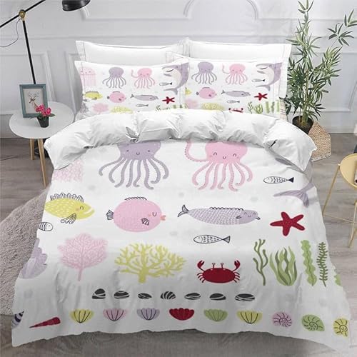 KLJFIGUT Bettwäsche 155x220 Fisch Weiche Mikrofaser Bettbezug mit Reißverschluss, Bettwäsche-Sets für Kinder - 1 Bettbezüge und 2 Kissenbezüge 80x80 cm KLJFIGUT Bettwäsche 155x220 Fisch Weiche Mikrofaser Bettbezug mit Reißverschluss, Bettwäsche-Sets für Kinder - 1 Bettbezüge und 2 Kissenbezüge 80x80 cm von KLJFIGUT