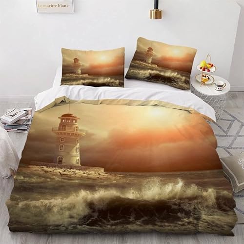 KLJFIGUT Bettwäsche 155x220 Leuchtturm Weiche Mikrofaser Bettbezug mit Reißverschluss, Bettwäsche-Sets für Kinder - 1 Bettbezüge und 2 Kissenbezüge 80x80 cm KLJFIGUT Bettwäsche 155x220 Leuchtturm Weiche Mikrofaser Bettbezug mit Reißverschluss, Bettwäsche-Sets für Kinder - 1 Bettbezüge und 2 Kissenbezüge 80x80 cm von KLJFIGUT