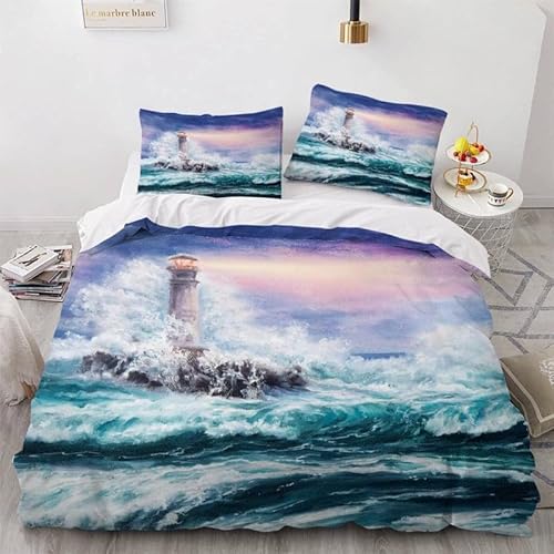 KLJFIGUT Bettwäsche 155x220 Leuchtturm Weiche Mikrofaser Bettbezug mit Reißverschluss, Bettwäsche-Sets für Kinder - 1 Bettbezüge und 2 Kissenbezüge 80x80 cm KLJFIGUT Bettwäsche 155x220 Leuchtturm Weiche Mikrofaser Bettbezug mit Reißverschluss, Bettwäsche-Sets für Kinder - 1 Bettbezüge und 2 Kissenbezüge 80x80 cm von KLJFIGUT