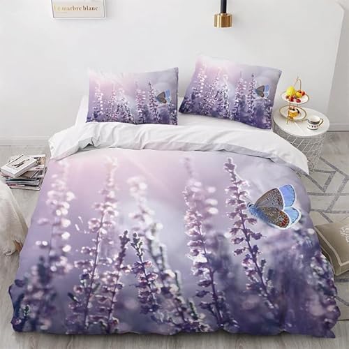 KLJFIGUT Bettwäsche 155x220 Lila Blume Weiche Mikrofaser Bettbezug mit Reißverschluss, Bettwäsche-Sets für Kinder - 1 Bettbezüge und 2 Kissenbezüge 80x80 cm KLJFIGUT Bettwäsche 155x220 Lila Blume Weiche Mikrofaser Bettbezug mit Reißverschluss, Bettwäsche-Sets für Kinder - 1 Bettbezüge und 2 Kissenbezüge 80x80 cm von KLJFIGUT