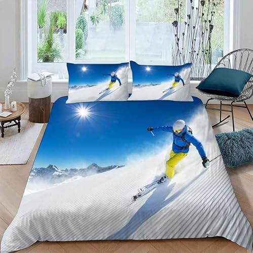 KLJFIGUT Bettwäsche 200x200 Blauer Ski 3 Teilig Mikrofaser Bettbezug für Kinder Jugendliche - Wendemotiv Bettbezüge mit Reißverschluss + 2 Kissenbezug 80x80 cm KLJFIGUT Bettwäsche 200x200 Blauer Ski 3 Teilig Mikrofaser Bettbezug für Kinder Jugendliche - Wendemotiv Bettbezüge mit Reißverschluss + 2 Kissenbezug 80x80 cm von KLJFIGUT