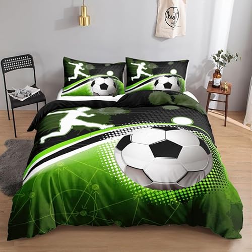 KLJFIGUT Bettwäsche 200x200 Fußball 3 Teilig Mikrofaser Bettbezug für Kinder Jugendliche - Wendemotiv Bettbezüge mit Reißverschluss + 2 Kissenbezug 80x80 cm KLJFIGUT Bettwäsche 200x200 Fußball 3 Teilig Mikrofaser Bettbezug für Kinder Jugendliche - Wendemotiv Bettbezüge mit Reißverschluss + 2 Kissenbezug 80x80 cm von KLJFIGUT