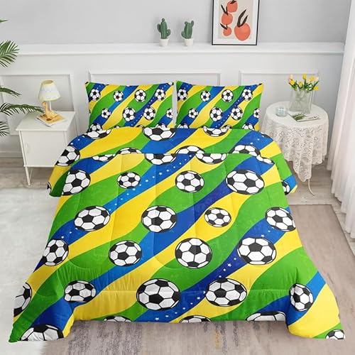 KLJFIGUT Bettwäsche 200x200 Fußball 3 Teilig Mikrofaser Bettbezug für Kinder Jugendliche - Wendemotiv Bettbezüge mit Reißverschluss + 2 Kissenbezug 80x80 cm KLJFIGUT Bettwäsche 200x200 Fußball 3 Teilig Mikrofaser Bettbezug für Kinder Jugendliche - Wendemotiv Bettbezüge mit Reißverschluss + 2 Kissenbezug 80x80 cm von KLJFIGUT