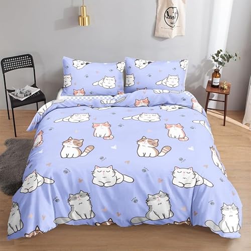 KLJFIGUT Bettwäsche 200x200 Katze 3 Teilig Mikrofaser Bettbezug für Kinder Jugendliche - Wendemotiv Bettbezüge mit Reißverschluss + 2 Kissenbezug 80x80 cm KLJFIGUT Bettwäsche 200x200 Katze 3 Teilig Mikrofaser Bettbezug für Kinder Jugendliche - Wendemotiv Bettbezüge mit Reißverschluss + 2 Kissenbezug 80x80 cm von KLJFIGUT