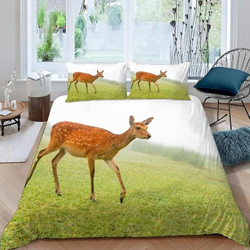 KLJFIGUT Bettwäsche 200x200 REH 3 Teilig Mikrofaser Bettbezug für Kinder Jugendliche - Wendemotiv Bettbezüge mit Reißverschluss + 2 Kissenbezug 80x80 cm KLJFIGUT Bettwäsche 200x200 REH 3 Teilig Mikrofaser Bettbezug für Kinder Jugendliche - Wendemotiv Bettbezüge mit Reißverschluss + 2 Kissenbezug 80x80 cm von KLJFIGUT