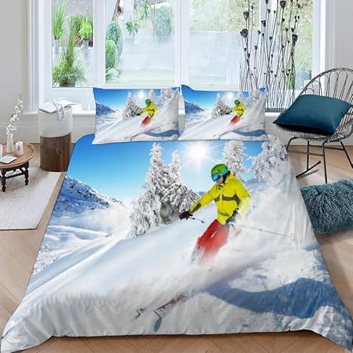 KLJFIGUT Bettwäsche 200x200 Ski 3 Teilig Mikrofaser Bettbezug für Kinder Jugendliche - Wendemotiv Bettbezüge mit Reißverschluss + 2 Kissenbezug 80x80 cm KLJFIGUT Bettwäsche 200x200 Ski 3 Teilig Mikrofaser Bettbezug für Kinder Jugendliche - Wendemotiv Bettbezüge mit Reißverschluss + 2 Kissenbezug 80x80 cm von KLJFIGUT