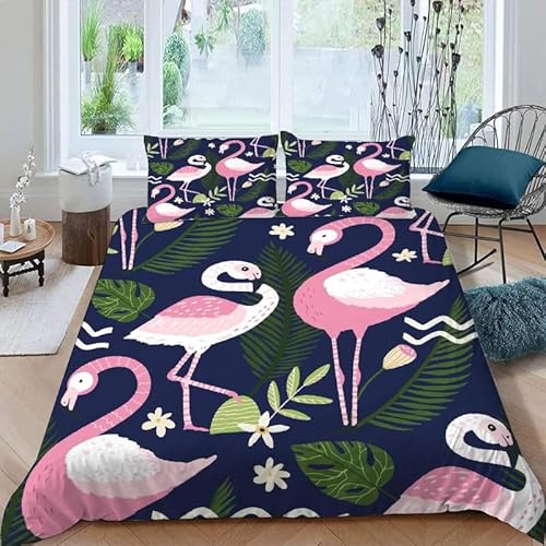 KLJFIGUT Bettwäsche 200x200 Vogel 3 Teilig Mikrofaser Bettbezug für Kinder Jugendliche - Wendemotiv Bettbezüge mit Reißverschluss + 2 Kissenbezug 80x80 cm von KLJFIGUT