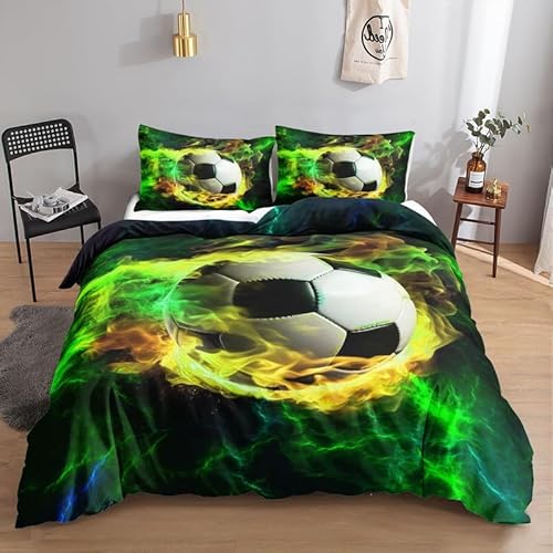 KLJFIGUT Bettwäsche 200x220 Fußball Weiche Mikrofaser Bettbezug mit Reißverschluss, Atmungsaktive Bettbezüge und 2 Kissenbezug 80x80 für Kinder Erwachsene Jugendliche KLJFIGUT Bettwäsche 200x220 Fußball Weiche Mikrofaser Bettbezug mit Reißverschluss, Atmungsaktive Bettbezüge und 2 Kissenbezug 80x80 für Kinder Erwachsene Jugendliche von KLJFIGUT