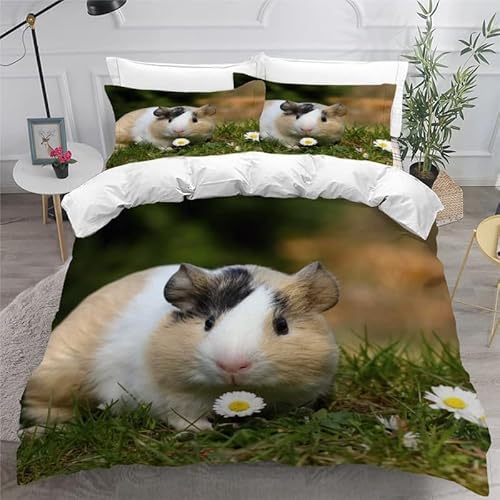 KLJFIGUT Bettwäsche 200x220 Hamster Weiche Mikrofaser Bettbezug mit Reißverschluss, Atmungsaktive Bettbezüge und 2 Kissenbezug 80x80 für Kinder Erwachsene Jugendliche von KLJFIGUT