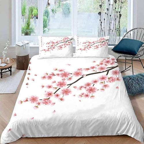KLJFIGUT Bettwäsche 200x220 Kirschblüten Weiche Mikrofaser Bettbezug mit Reißverschluss, Atmungsaktive Bettbezüge und 2 Kissenbezug 80x80 für Kinder Erwachsene Jugendliche KLJFIGUT Bettwäsche 200x220 Kirschblüten Weiche Mikrofaser Bettbezug mit Reißverschluss, Atmungsaktive Bettbezüge und 2 Kissenbezug 80x80 für Kinder Erwachsene Jugendliche von KLJFIGUT