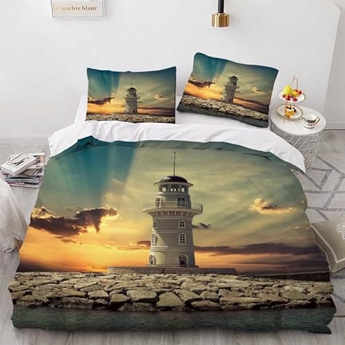 KLJFIGUT Bettwäsche 200x220 Leuchtturm Weiche Mikrofaser Bettbezug mit Reißverschluss, Atmungsaktive Bettbezüge und 2 Kissenbezug 80x80 für Kinder Erwachsene Jugendliche KLJFIGUT Bettwäsche 200x220 Leuchtturm Weiche Mikrofaser Bettbezug mit Reißverschluss, Atmungsaktive Bettbezüge und 2 Kissenbezug 80x80 für Kinder Erwachsene Jugendliche von KLJFIGUT