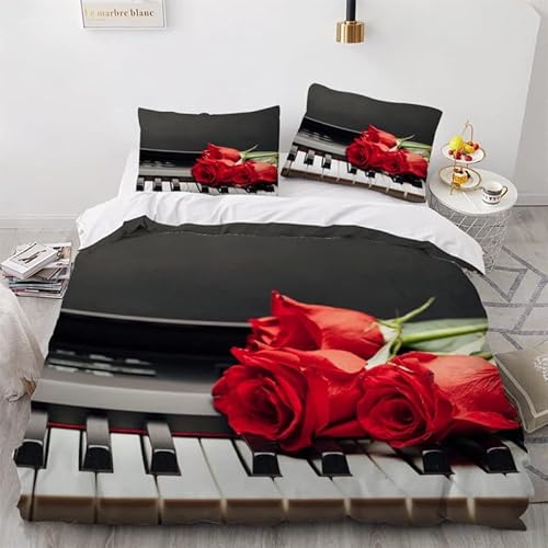 KLJFIGUT Bettwäsche 200x220 Rose Weiche Mikrofaser Bettbezug mit Reißverschluss, Atmungsaktive Bettbezüge und 2 Kissenbezug 80x80 für Kinder Erwachsene Jugendliche von KLJFIGUT