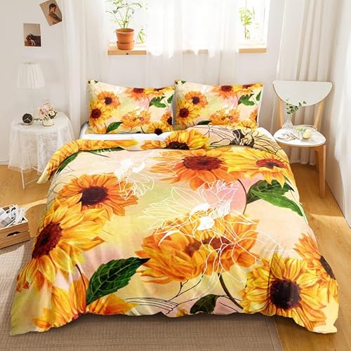 KLJFIGUT Bettwäsche 200x220 Sonnenblume Weiche Mikrofaser Bettbezug mit Reißverschluss, Atmungsaktive Bettbezüge und 2 Kissenbezug 80x80 für Kinder Erwachsene Jugendliche KLJFIGUT Bettwäsche 200x220 Sonnenblume Weiche Mikrofaser Bettbezug mit Reißverschluss, Atmungsaktive Bettbezüge und 2 Kissenbezug 80x80 für Kinder Erwachsene Jugendliche von KLJFIGUT