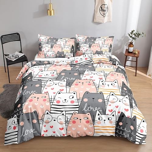 KLJFIGUT Bettwäsche 220x240 Katze Weiche Mikrofaser Bettbezug Set mit Reißverschluss, 1 Bettbezüge mit 2 Kissenbezug 80x80cm, Atmungsaktive Bettwäsche-Sets für Erwachsener KLJFIGUT Bettwäsche 220x240 Katze Weiche Mikrofaser Bettbezug Set mit Reißverschluss, 1 Bettbezüge mit 2 Kissenbezug 80x80cm, Atmungsaktive Bettwäsche-Sets für Erwachsener von KLJFIGUT