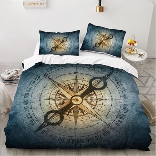 KLJFIGUT Bettwäsche 220x240 Kompass Weiche Mikrofaser Bettbezug Set mit Reißverschluss, 1 Bettbezüge mit 2 Kissenbezug 80x80cm, Atmungsaktive Bettwäsche-Sets für Erwachsener KLJFIGUT Bettwäsche 220x240 Kompass Weiche Mikrofaser Bettbezug Set mit Reißverschluss, 1 Bettbezüge mit 2 Kissenbezug 80x80cm, Atmungsaktive Bettwäsche-Sets für Erwachsener von KLJFIGUT