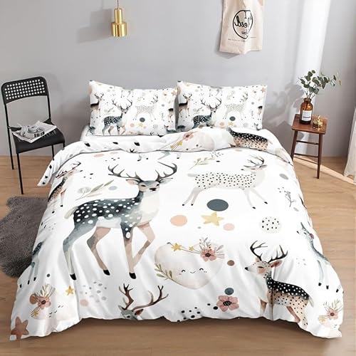 KLJFIGUT Bettwäsche 220x240 REH Weiche Mikrofaser Bettbezug Set mit Reißverschluss, 1 Bettbezüge mit 2 Kissenbezug 80x80cm, Atmungsaktive Bettwäsche-Sets für Erwachsener KLJFIGUT Bettwäsche 220x240 REH Weiche Mikrofaser Bettbezug Set mit Reißverschluss, 1 Bettbezüge mit 2 Kissenbezug 80x80cm, Atmungsaktive Bettwäsche-Sets für Erwachsener von KLJFIGUT