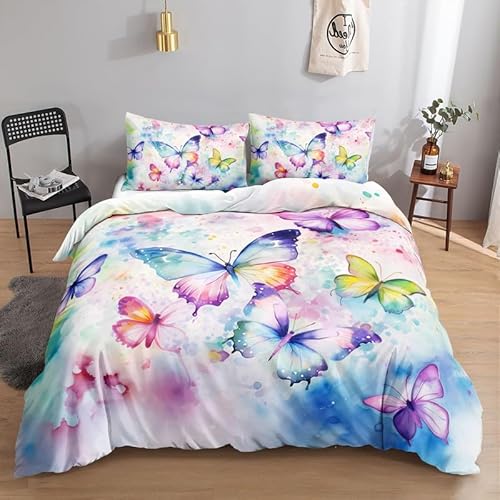 KLJFIGUT Bettwäsche 220x240 Schmetterling Weiche Mikrofaser Bettbezug Set mit Reißverschluss, 1 Bettbezüge mit 2 Kissenbezug 80x80cm, Atmungsaktive Bettwäsche-Sets für Erwachsener KLJFIGUT Bettwäsche 220x240 Schmetterling Weiche Mikrofaser Bettbezug Set mit Reißverschluss, 1 Bettbezüge mit 2 Kissenbezug 80x80cm, Atmungsaktive Bettwäsche-Sets für Erwachsener von KLJFIGUT