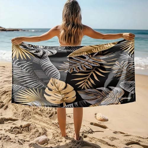 KLJFIGUT Strandtuch 70x150 cm Monstera geht Schnell Trocknende und Leichte Strand Handtücher, Strandtuch Mikrofaser Weich Badetuch für Camping Fitnessstudio Reise Strandhandtuch von KLJFIGUT